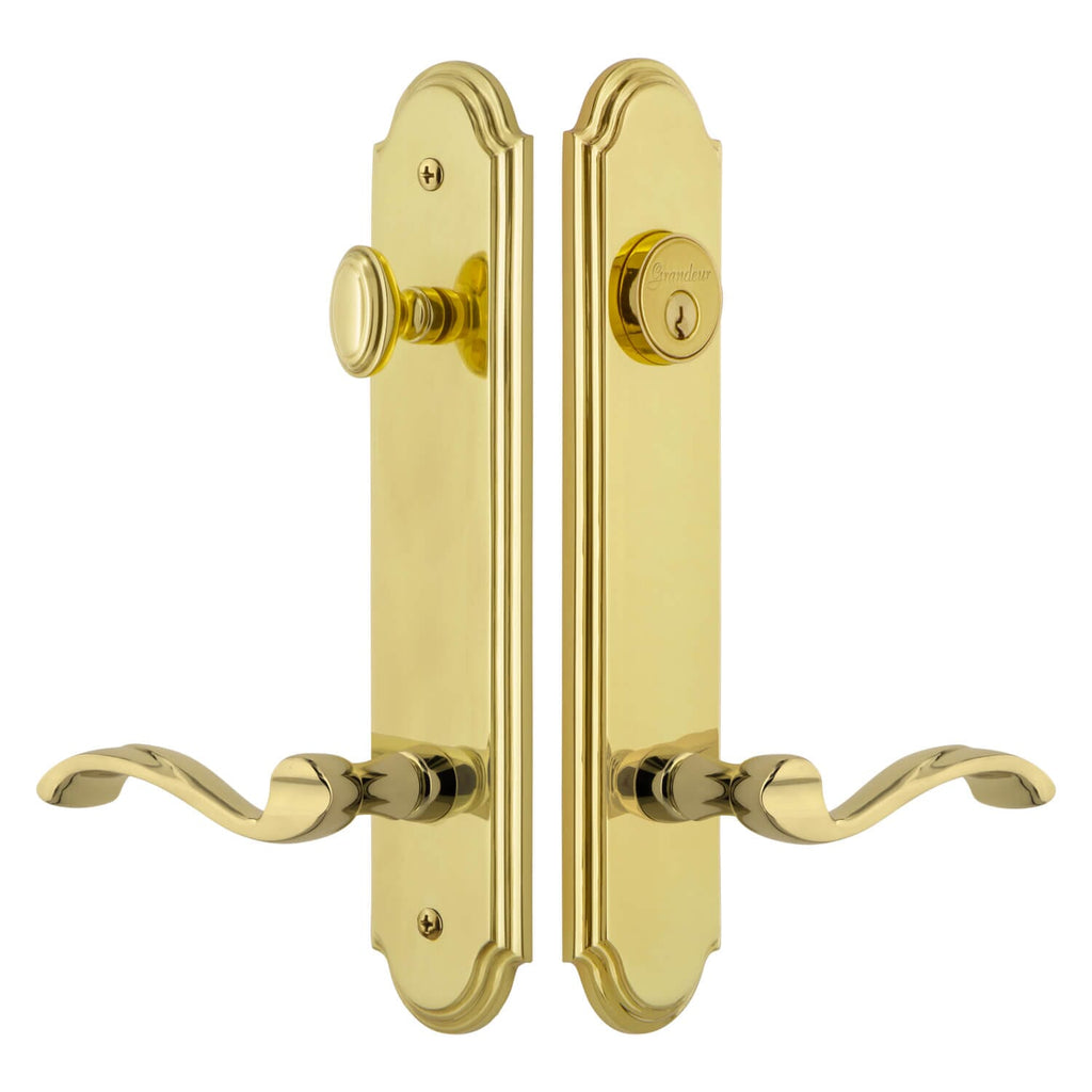 Arc Tall Plate Entry Set with Portofino Lever in Lifetime Brass