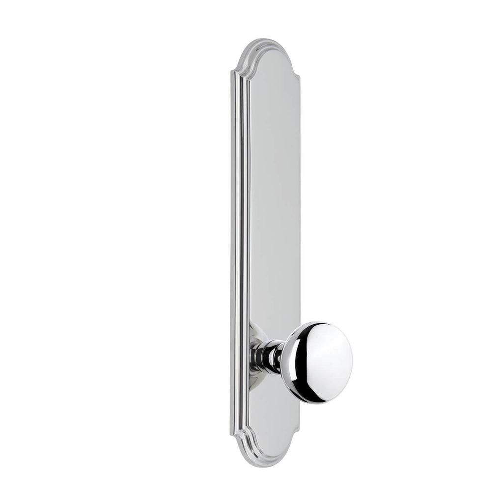 Arc Tall Plate with Fifth Avenue Knob in Bright Chrome