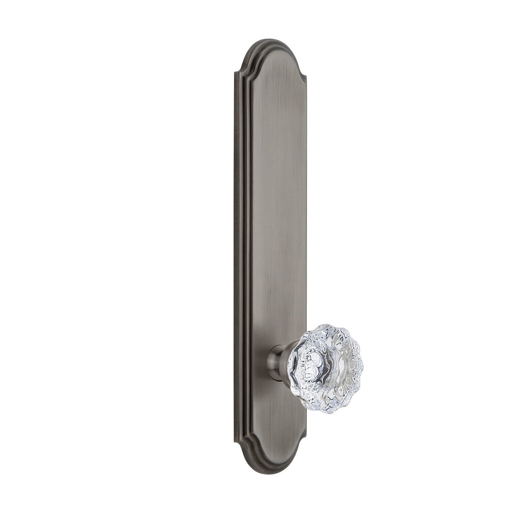 Arc Tall Plate with Fontainebleau Crystal Knob in Antique Pewter
