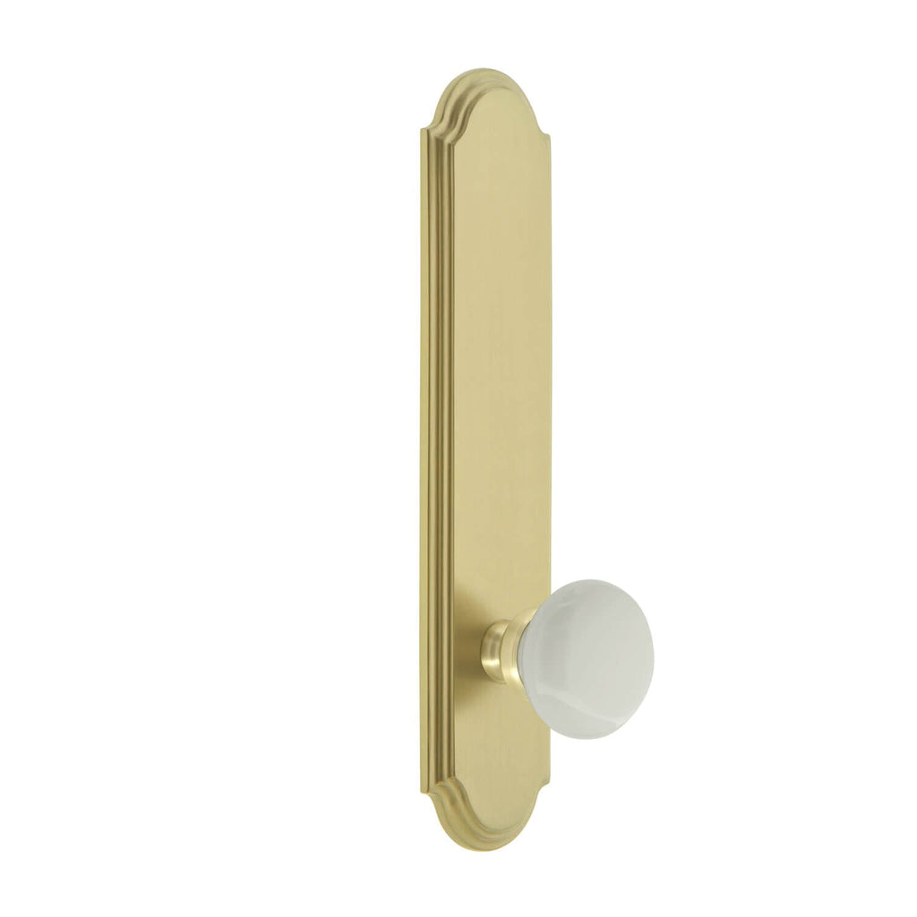 Arc Tall Plate with Hyde Park Knob in Satin Brass