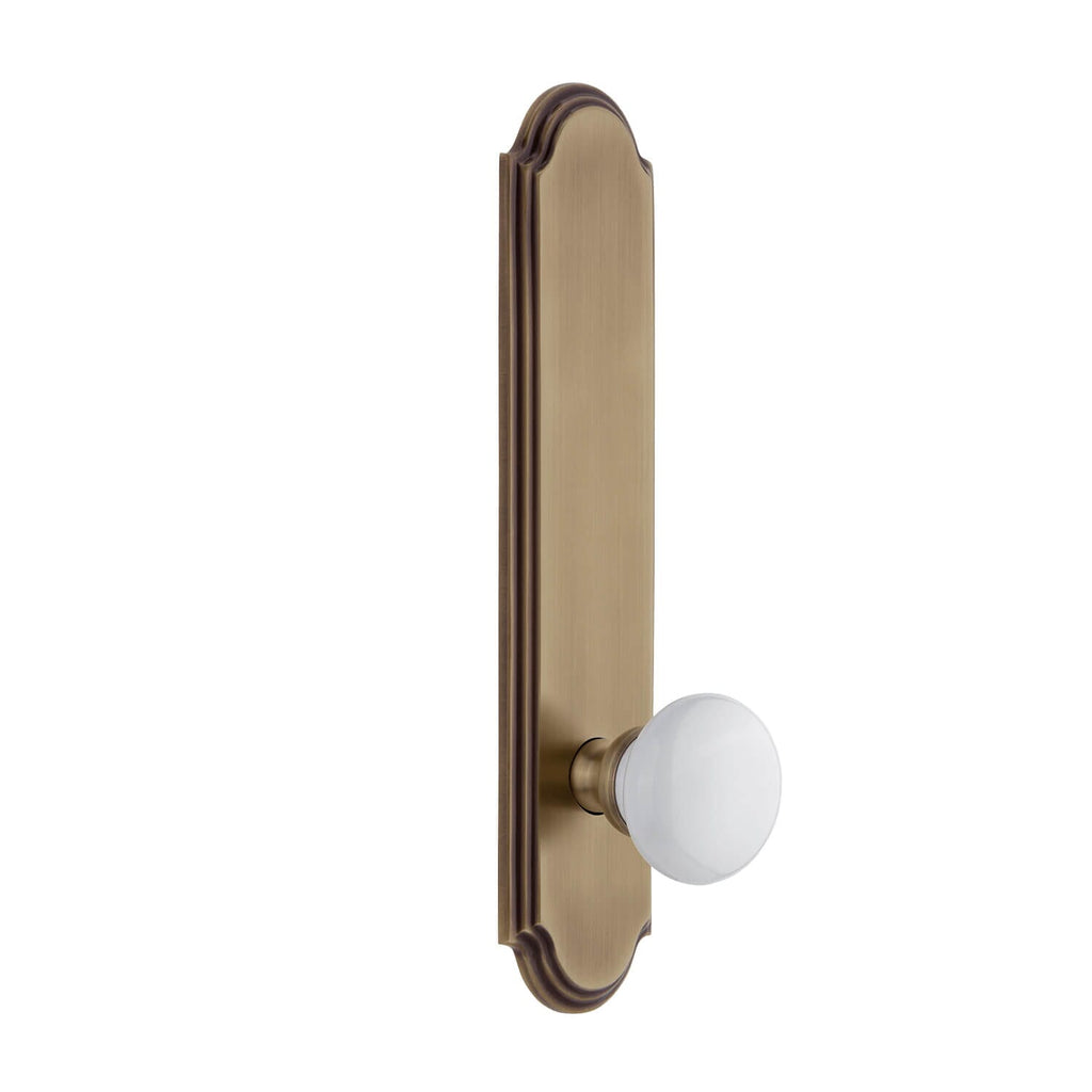 Arc Tall Plate with Hyde Park Knob in Vintage Brass