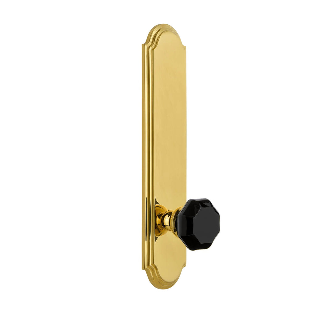Arc Tall Plate with Lyon Knob in Polished Brass