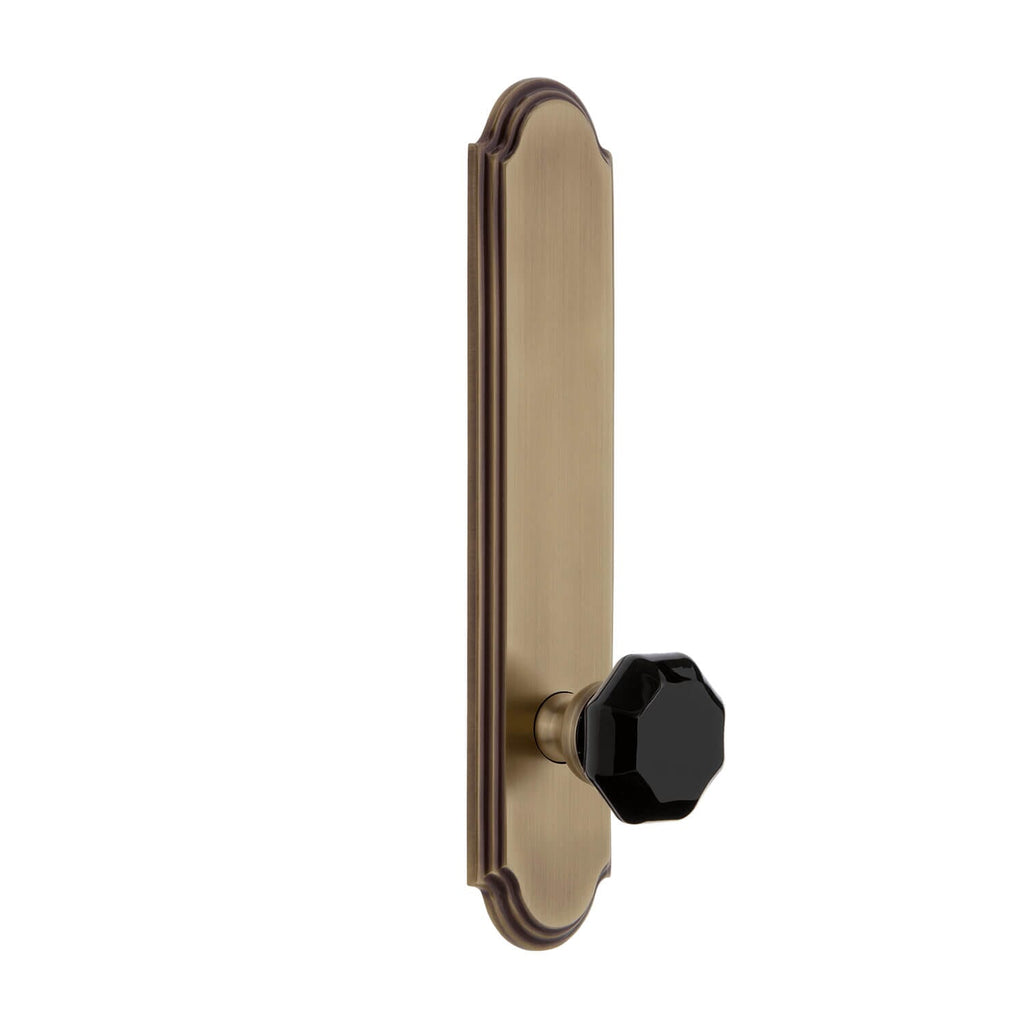 Arc Tall Plate with Lyon Knob in Vintage Brass