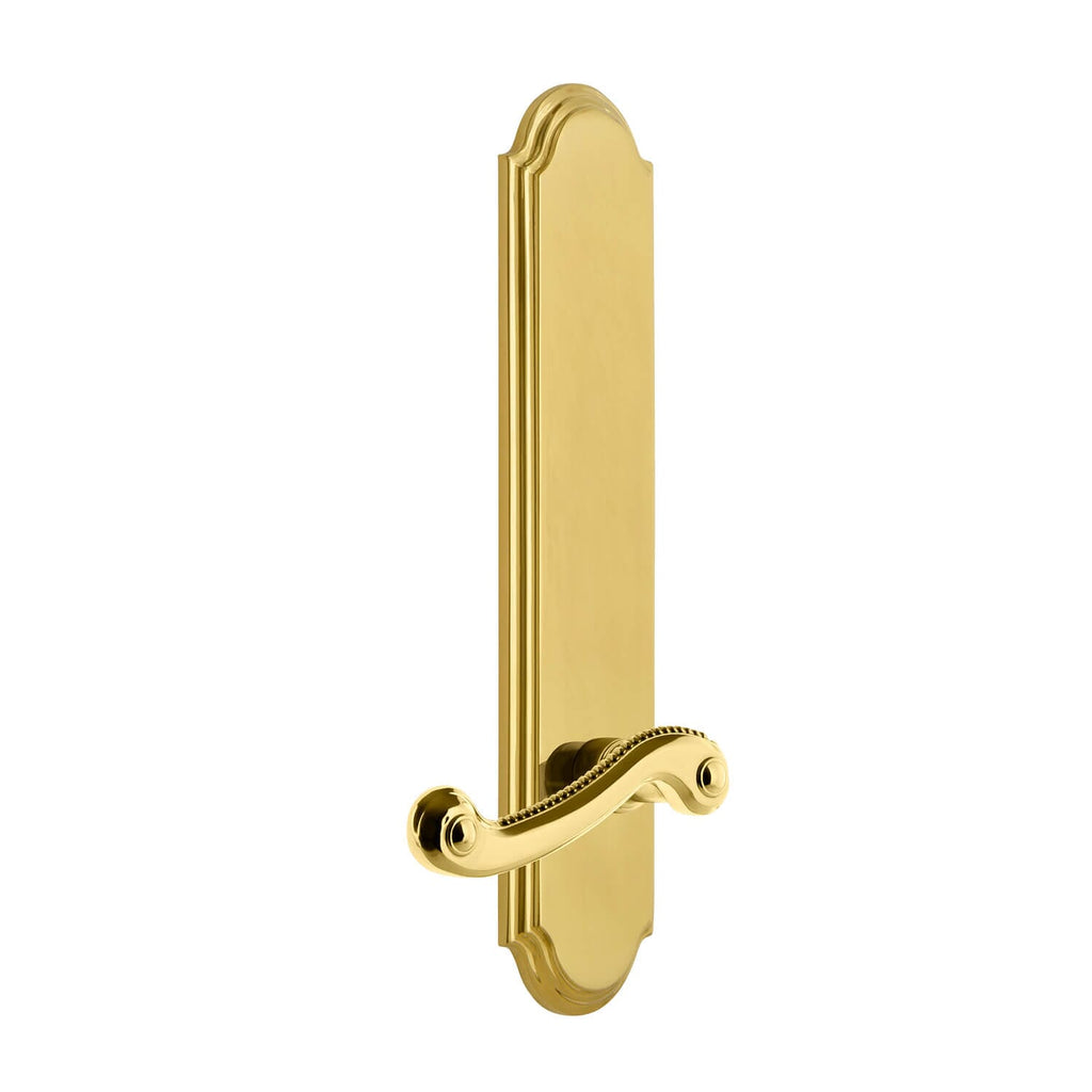 Arc Tall Plate with Newport Lever in Lifetime Brass