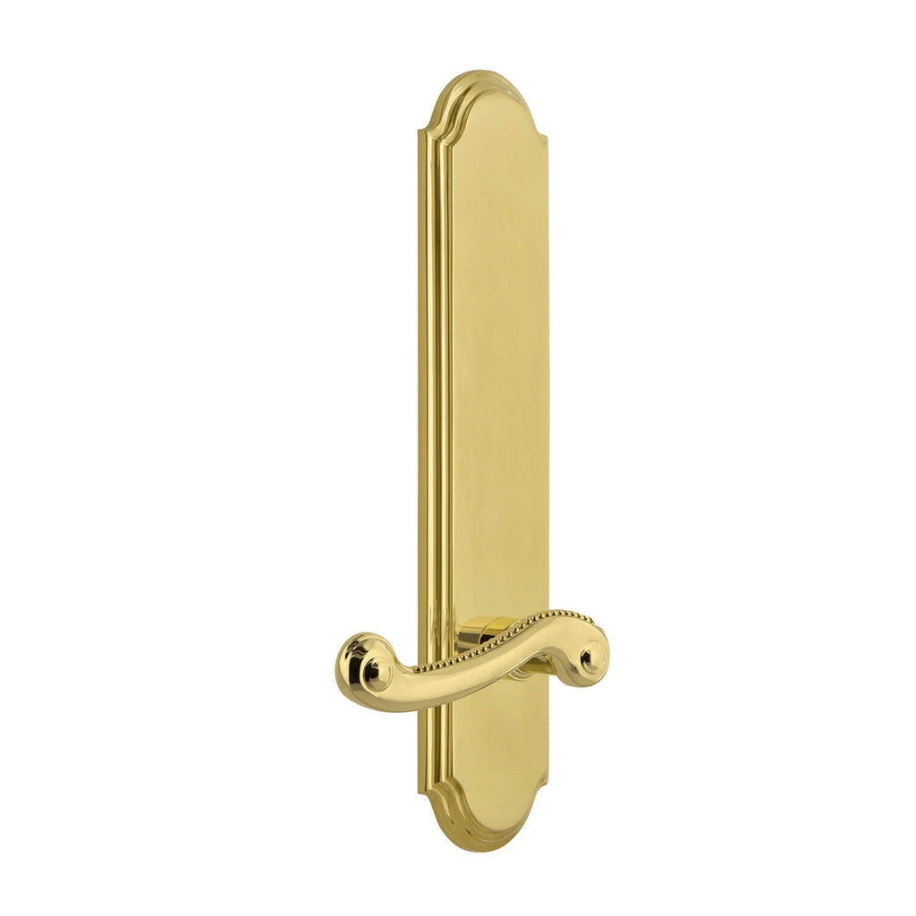 Arc Tall Plate with Newport Lever in Polished Brass