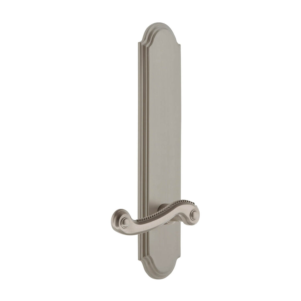 Arc Tall Plate with Newport Lever in Satin Nickel