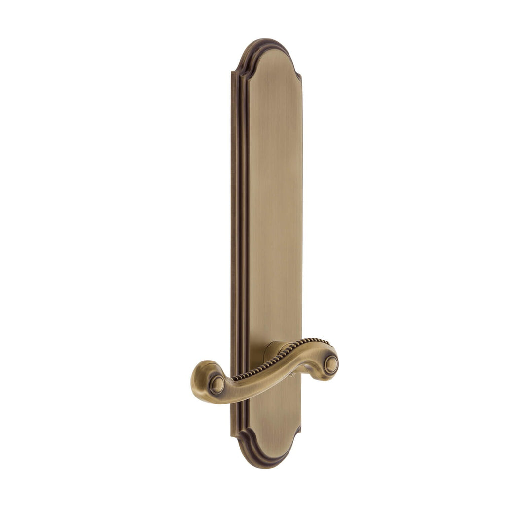 Arc Tall Plate with Newport Lever in Vintage Brass