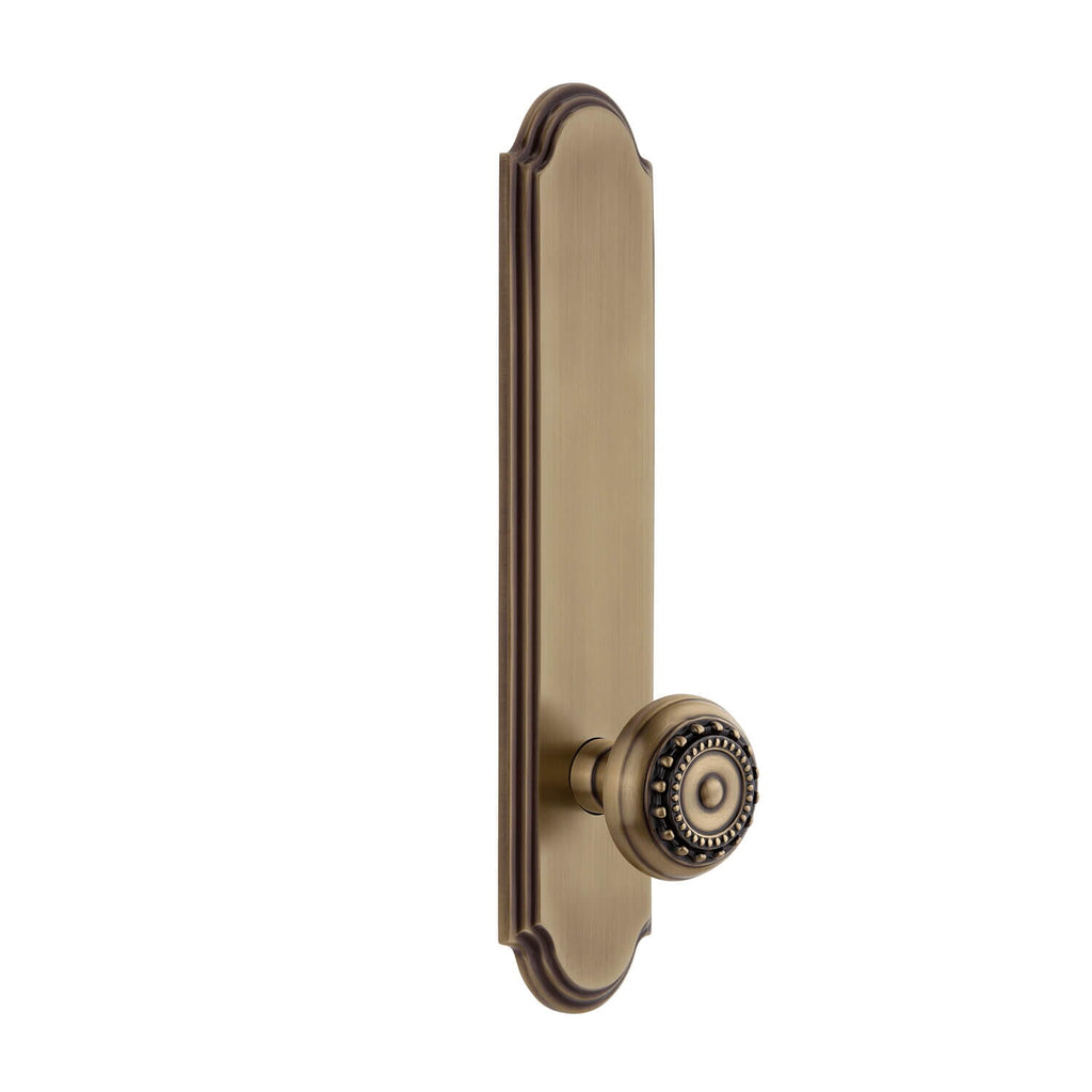 Arc Tall Plate with Parthenon Knob in Vintage Brass