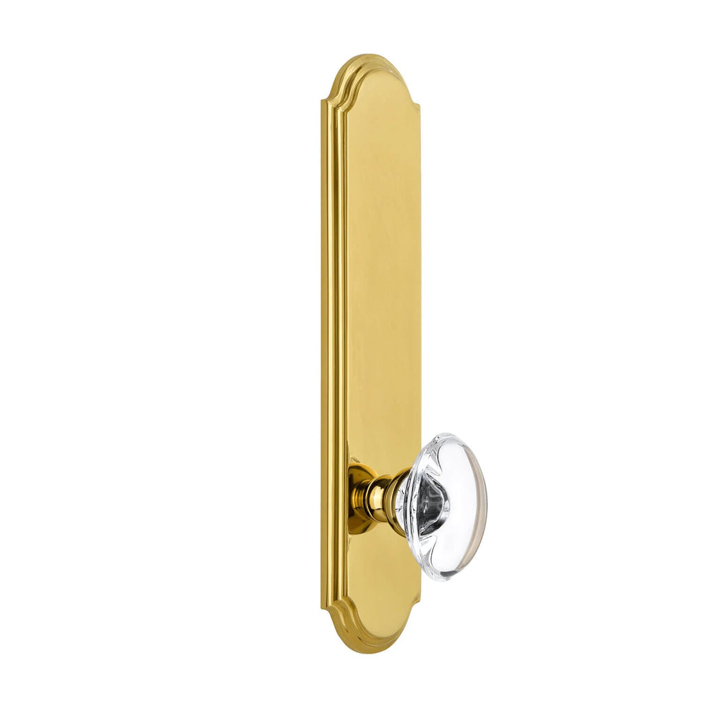 Arc Tall Plate with Provence Crystal Knob in Polished Brass