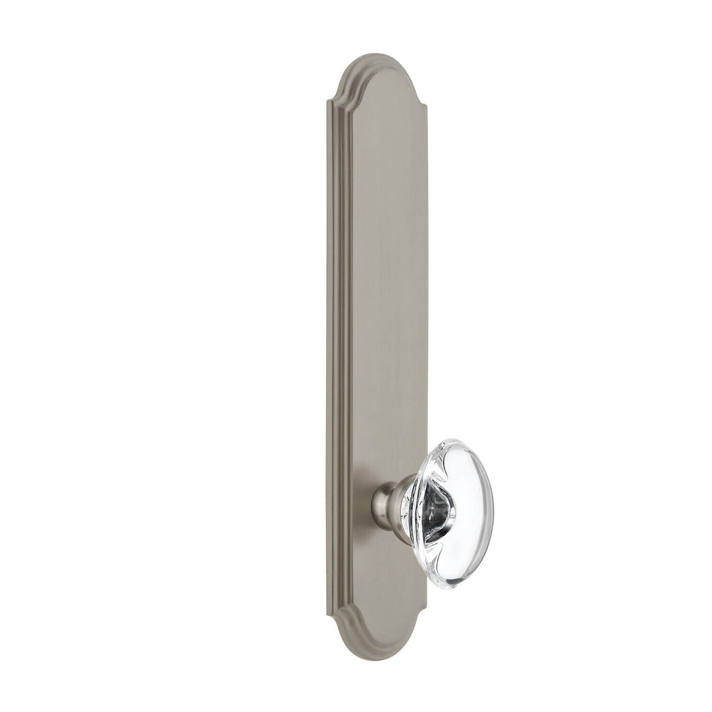 Arc Tall Plate with Provence Crystal Knob in Satin Nickel