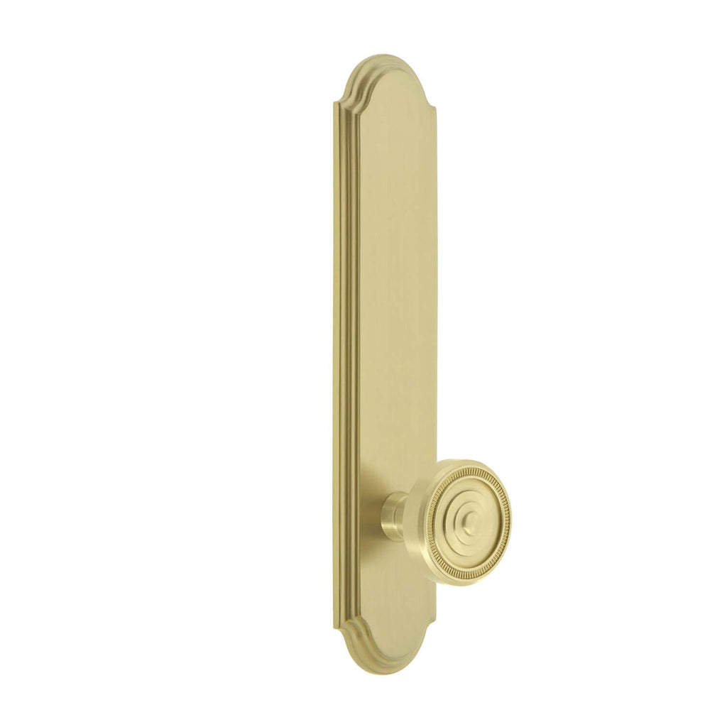 Arc Tall Plate with Soleil Knob in Satin Brass