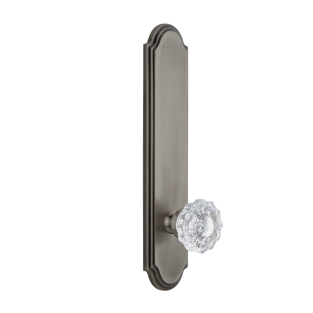 Arc Tall Plate with Versailles Crystal Knob in Antique Pewter