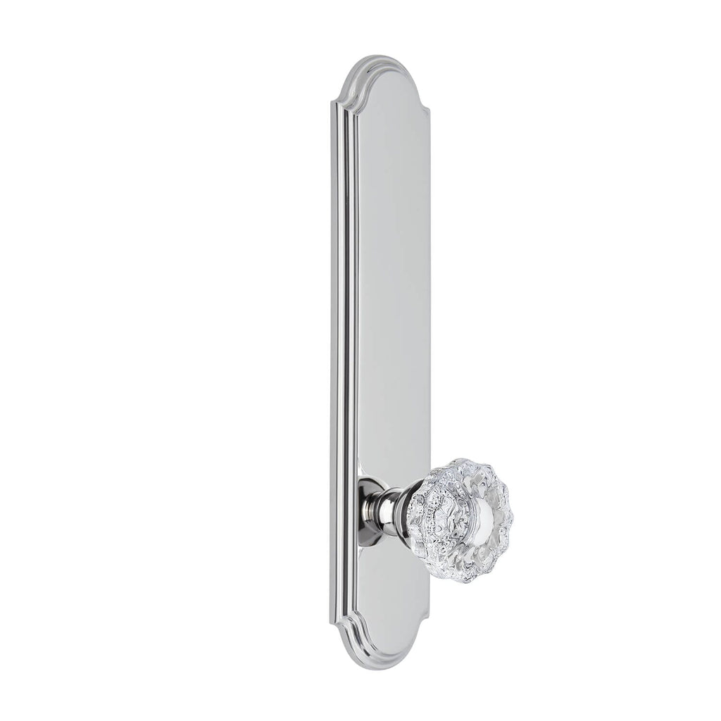 Arc Tall Plate with Versailles Crystal Knob in Bright Chrome