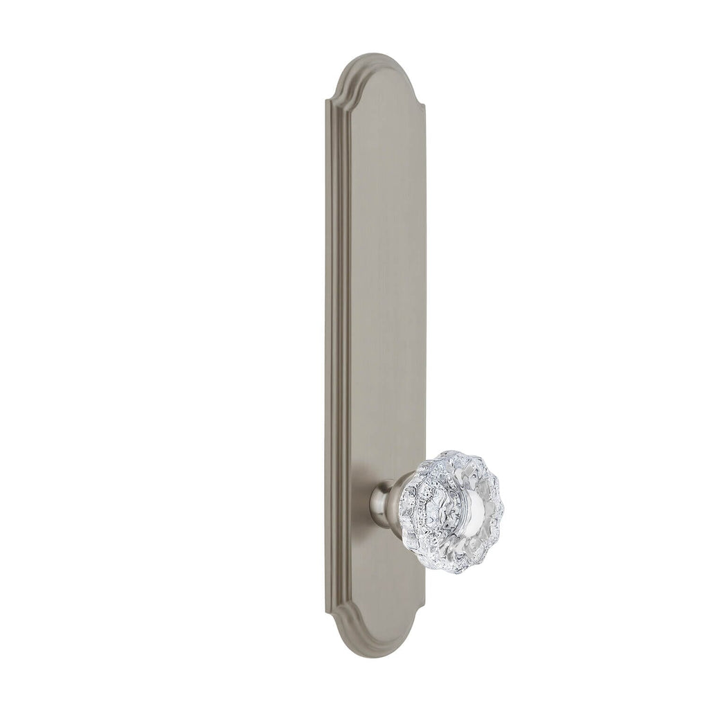 Arc Tall Plate with Versailles Crystal Knob in Satin Nickel