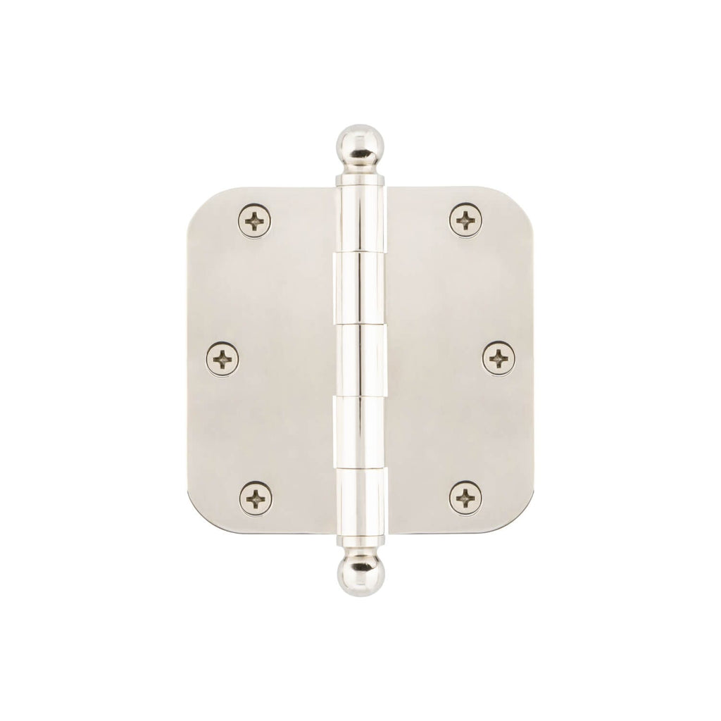 3.5" Ball Tip Residential Hinge with 5/8" Radius Corners in Polished Nickel