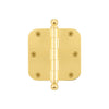 3.5" Ball Tip Residential Hinge with 5/8" Radius Corners in Unlacquered Brass