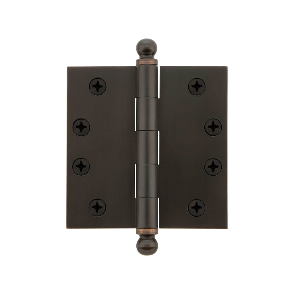 4" Ball Tip Heavy Duty Hinge with Square Corners in Timeless Bronze