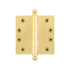 4" Ball Tip Heavy Duty Hinge with Square Corners in Unlacquered Brass