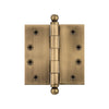 4" Ball Tip Heavy Duty Hinge with Square Corners in Vintage Brass