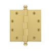 4.5" Ball Tip Heavy Duty Hinge with Square Corners in Satin Brass