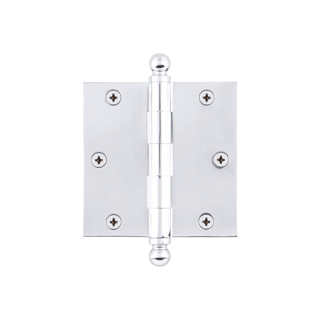 3.5" Ball Tip Residential Hinge with Square Corners in Bright Chrome