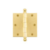 3.5" Ball Tip Residential Hinge with Square Corners in Polished Brass