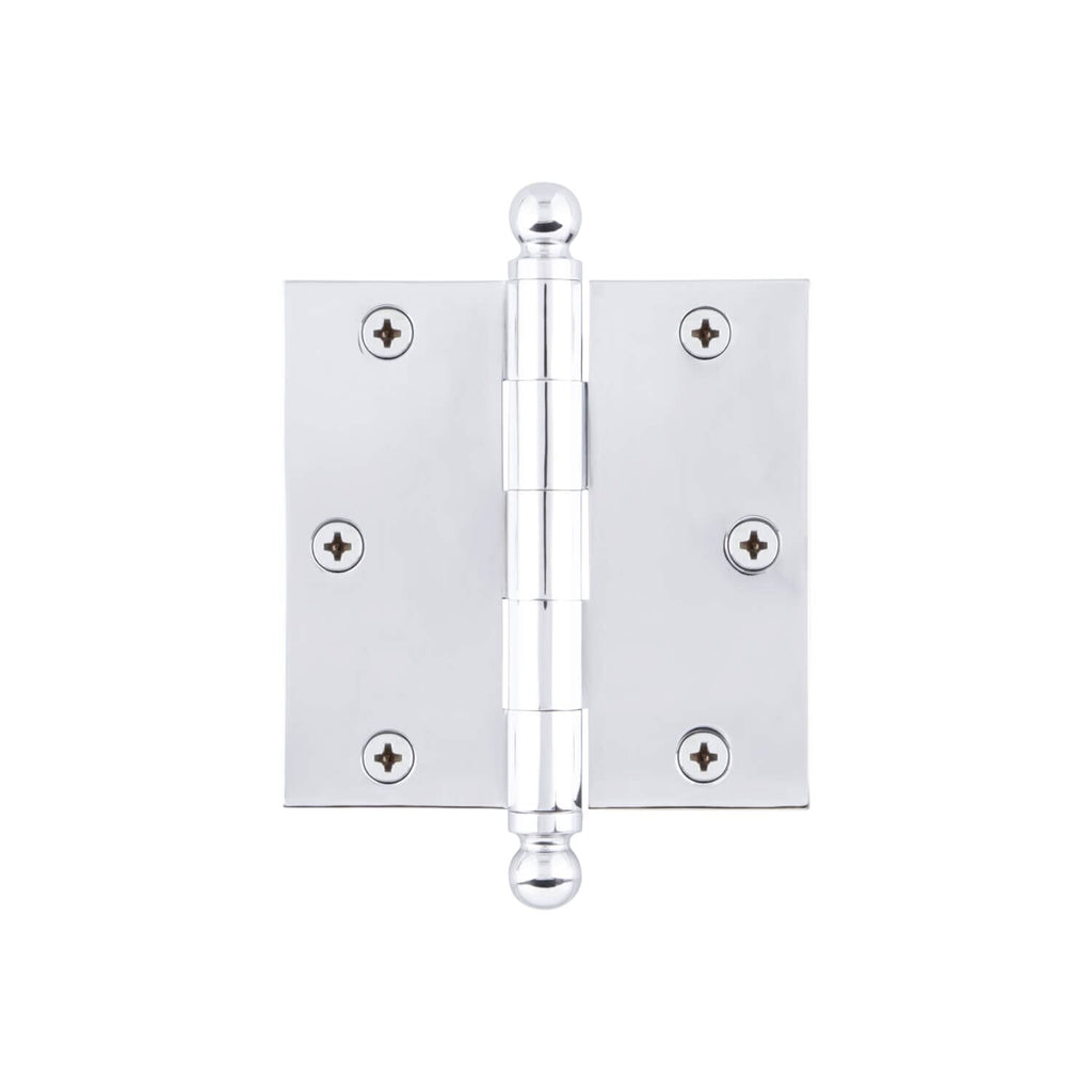 3.5" Ball Tip Residential Hinge with Square Corners in Polished Nickel