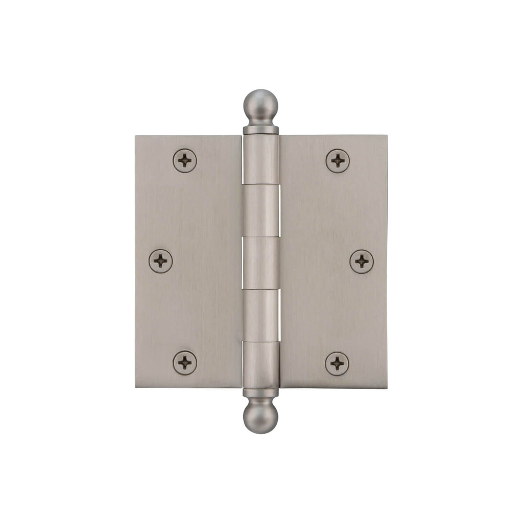 3.5" Ball Tip Residential Hinge with Square Corners in Satin Nickel