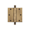 3.5" Ball Tip Residential Hinge with Square Corners in Vintage Brass