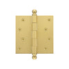 4" Ball Tip Residential Hinge with Square Corners in Satin Brass