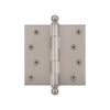 4" Ball Tip Residential Hinge with Square Corners in Satin Nickel