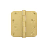 4" Button Tip Residential Hinge with 5/8" Radius Corners in Satin Brass