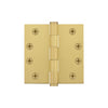 4" Button Tip Heavy Duty Hinge with Square Corners in Satin Brass