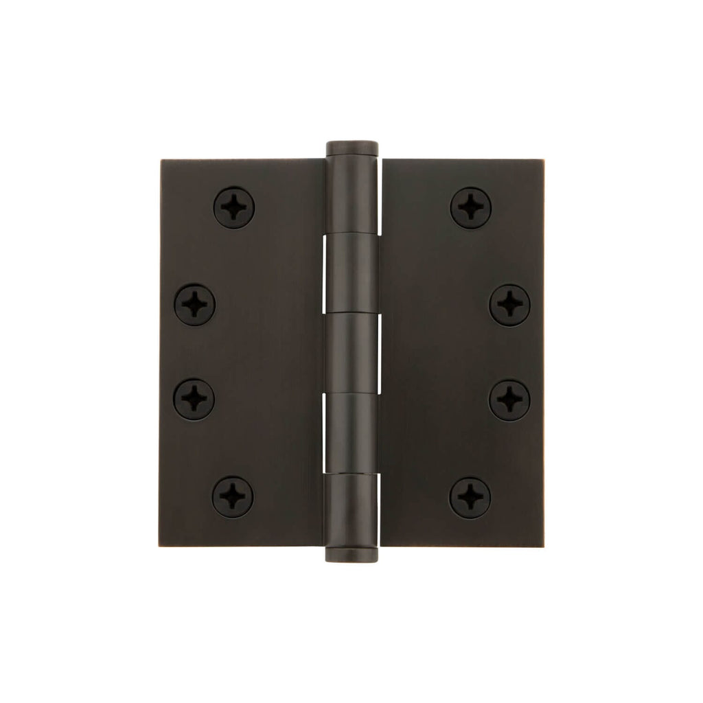 4" Button Tip Heavy Duty Hinge with Square Corners in Timeless Bronze