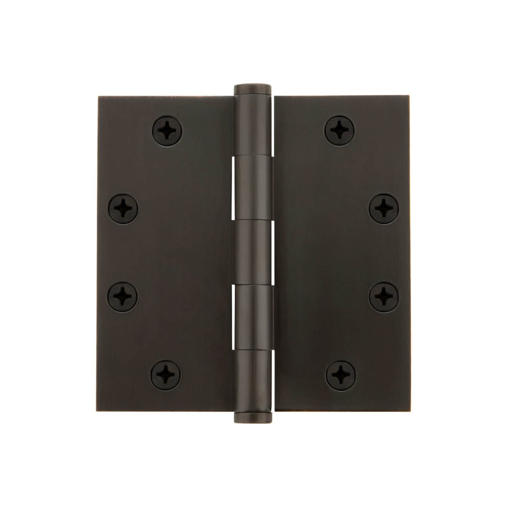 4.5" Button Tip Heavy Duty Hinge with Square Corners in Timeless Bronze