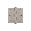 3.5" Button Tip Residential Hinge with Square Corners in Satin Nickel