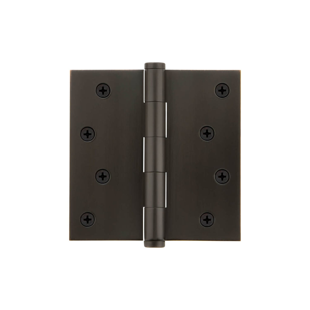 4" Button Tip Residential Hinge with Square Corners in Timeless Bronze