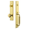 Carré One-Piece Handleset with C Grip and Fifth Avenue Knob in Lifetime Brass