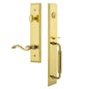 Carré One-Piece Handleset with C Grip and Portofino Lever in Lifetime Brass