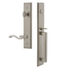 Carré One-Piece Handleset with D Grip and Portofino Lever in Satin Nickel