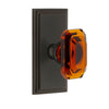 Carré Short Plate with Baguette Amber Crystal Knob in Timeless Bronze