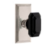 Carré Short Plate with Baguette Black Crystal Knob in Polished Nickel