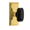 Carré Short Plate with Baguette Black Crystal Knob in Lifetime Brass