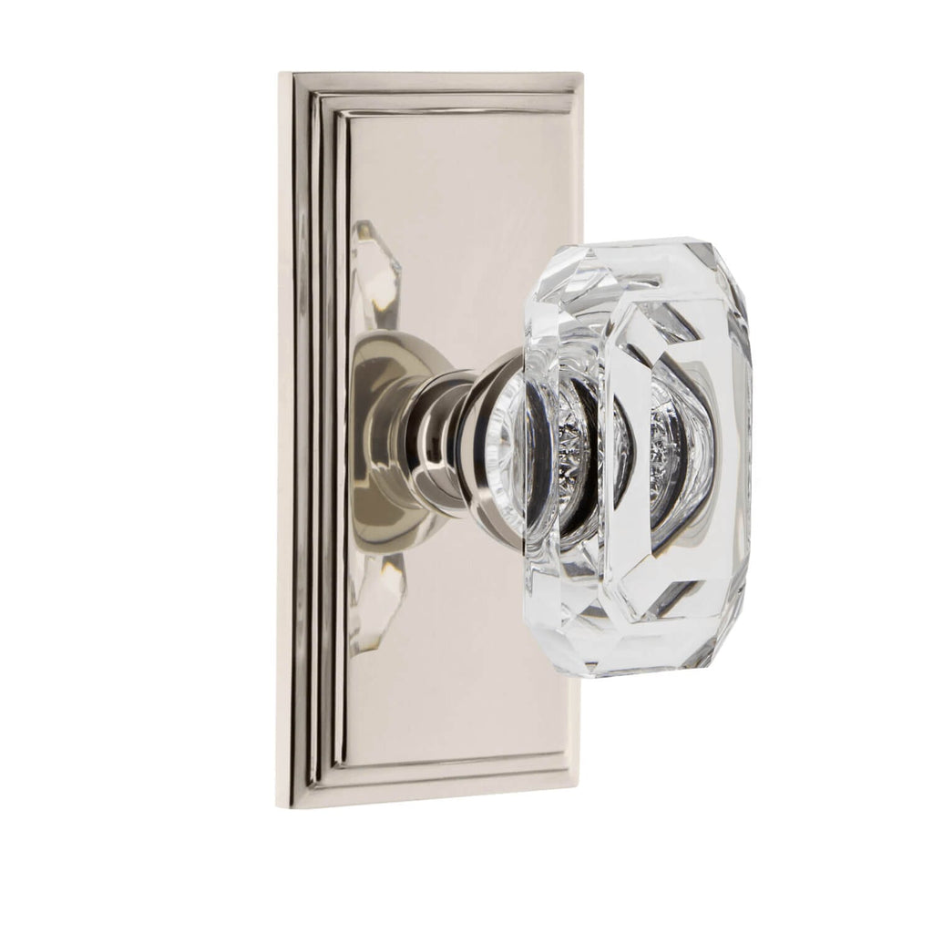 Carré Short Plate with Baguette Clear Crystal Knob in Polished Nickel
