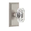 Carré Short Plate with Baguette Clear Crystal Knob in Satin Nickel