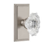 Carré Short Plate with Biarritz Crystal Knob in Satin Nickel