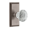 Carré Short Plate with Brilliant Crystal Knob in Antique Pewter