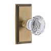 Carré Short Plate with Brilliant Crystal Knob in Vintage Brass
