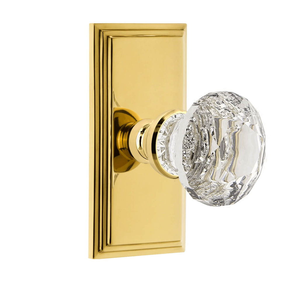 Carré Short Plate with Brilliant Crystal Knob in Lifetime Brass
