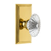 Carré Short Plate with Burgundy Crystal Knob in Polished Brass